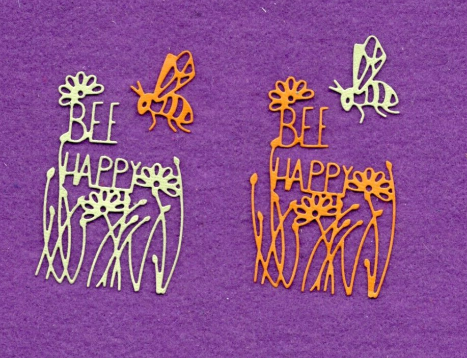 BEE HAPPY die cuts scrapbook cards