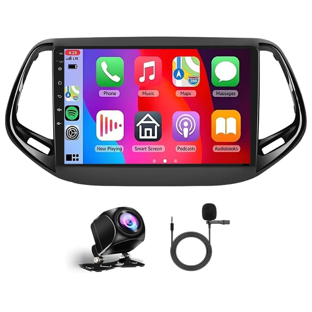 Compass 2017-2019 10" Double Din Wireless Carplay Android Auto Backup Cam