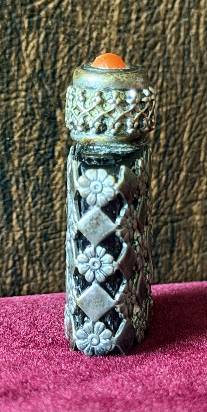 Vintage 1930s Miniature Perfume Bottle Sterling Silver Black Amethyst France