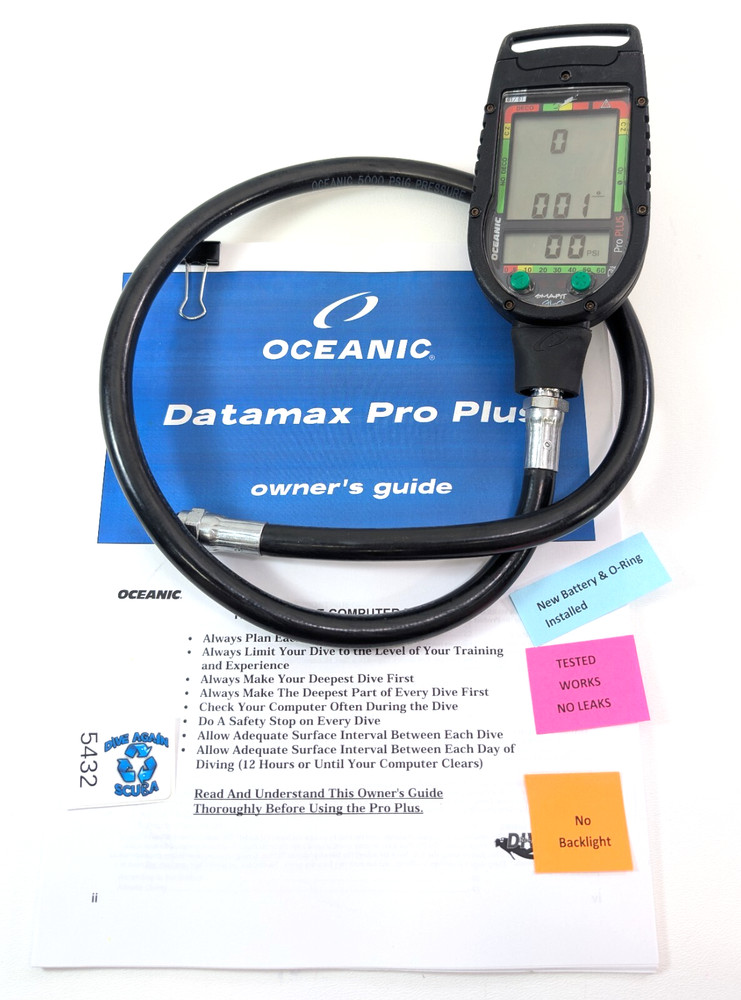 Oceanic Datamax Pro Plus SCUBA Dive Air Integrated Dive Computer Nitrox #5432