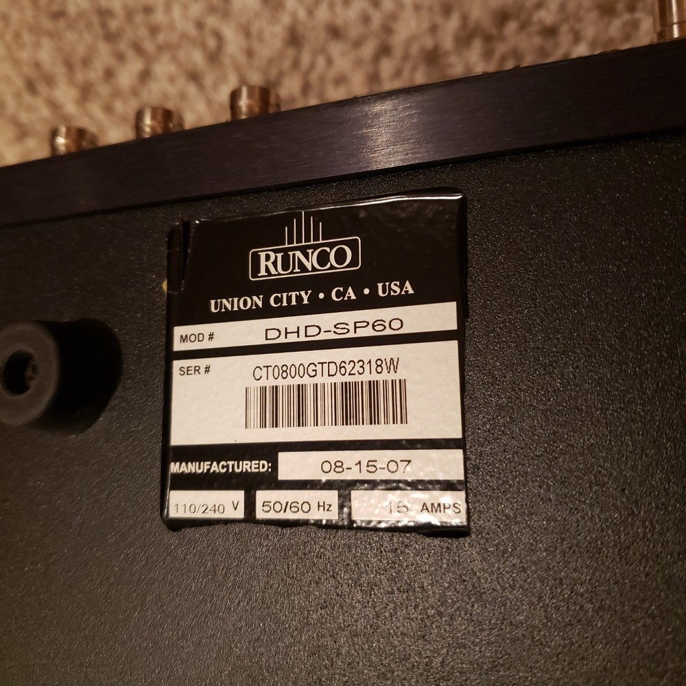 Runco DHD-SP60 HD Digital Video Controller Processor Vivix II