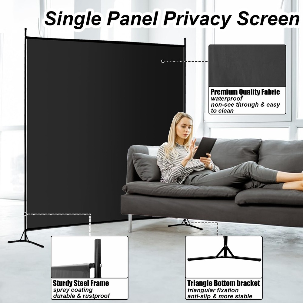 Single Large Panel Room Divider, 6 Ft Tall Privacy Screen Room Divider,Freest...