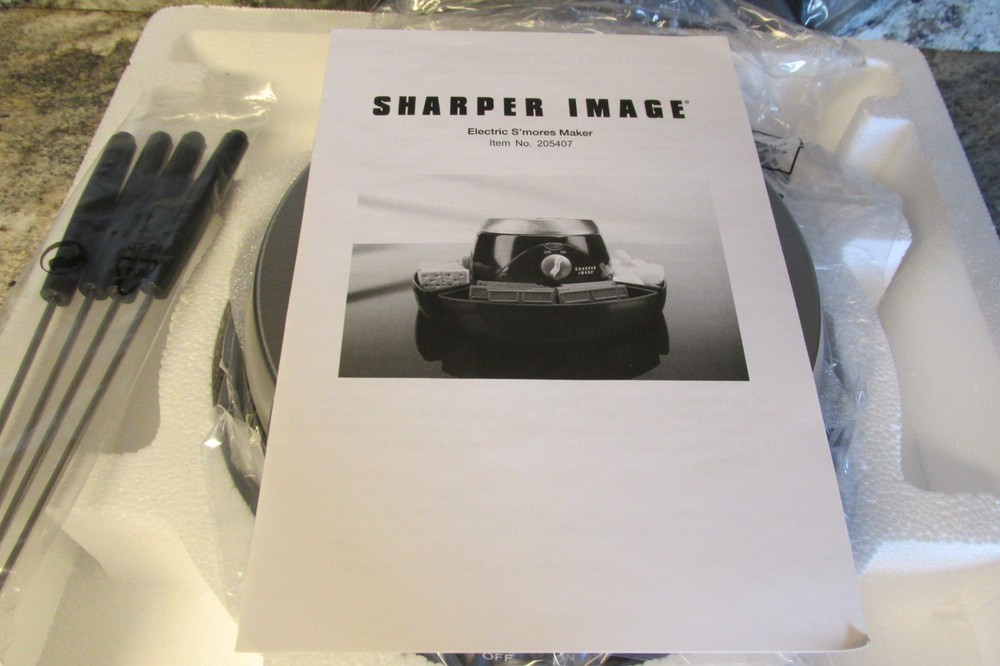 SHARPER IMAGE ELECTRIC S'MORES MAKER TABLETOP & 4 FORKS NIB!