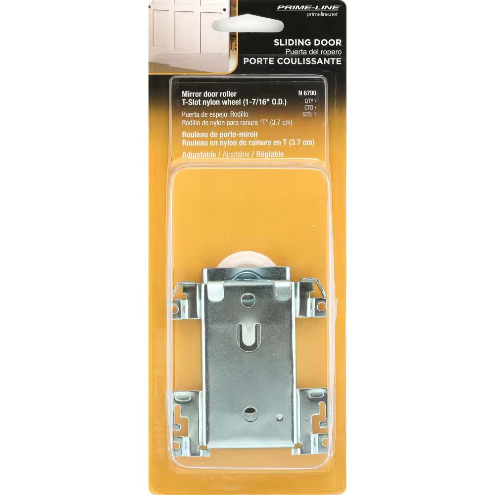 1-7/16 In. Mirror Door Roller Assembly, Nylon Flat Roller, Acme