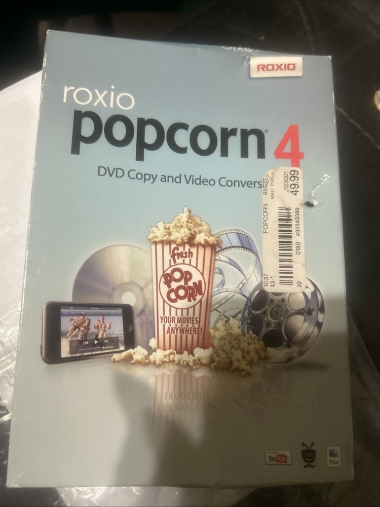 Roxio Popcorn 4 Dvd Copy / Conversion software, Mac, Sealed