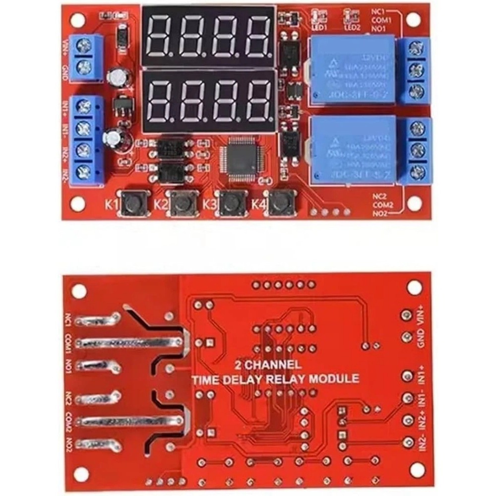 12V 10A Programmable Timer Relay Module Dual Channel 32 Mode Delay Controller
