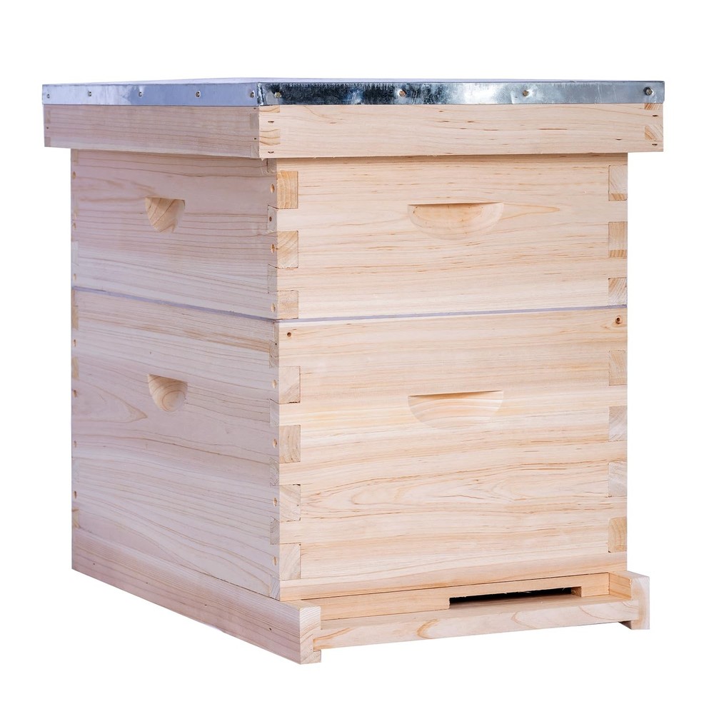 10 Frame Langstroth Beehives,Bee Keeping Starter Kit Includes 1 Deep Box & 1 ...