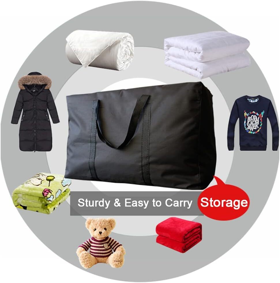 2 Extra Large Moving Bags with Strong Zippers & Carrying Handles Storage Bags