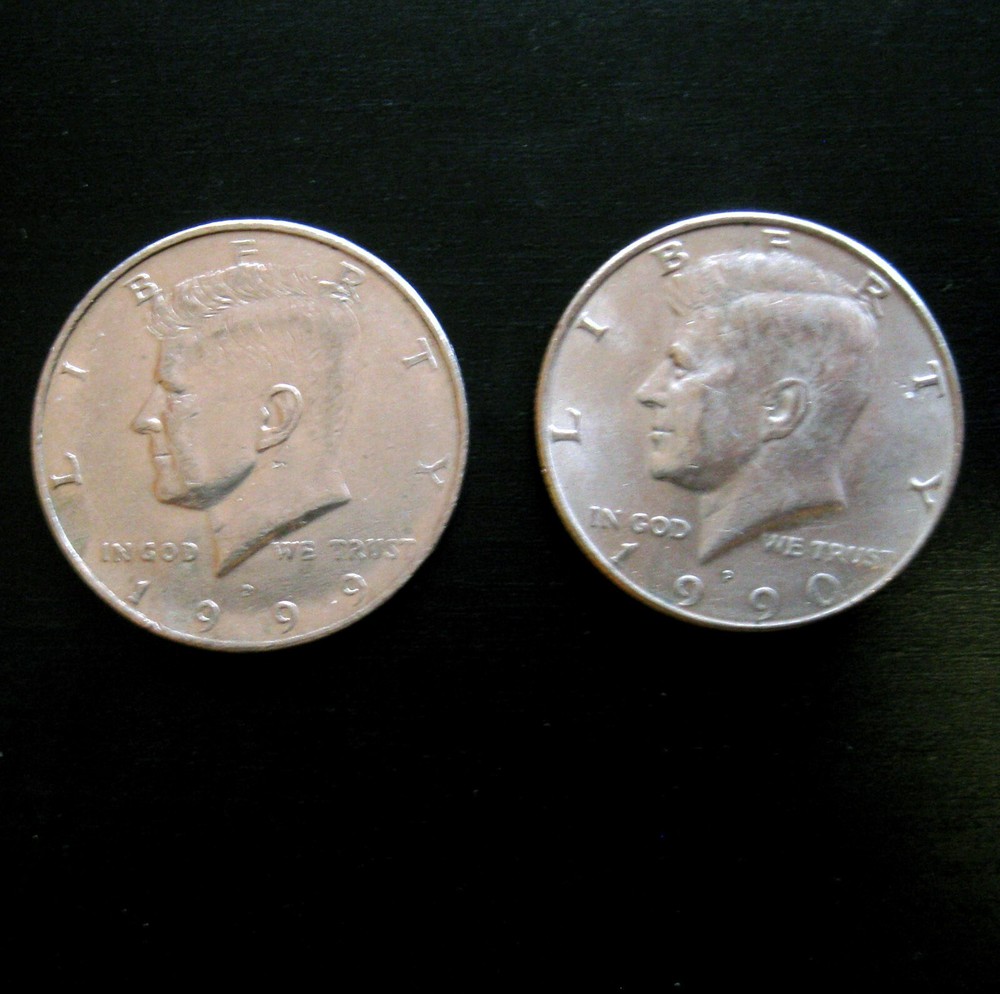 2 Coin Set Expanded Shell Magic Trick US Head Heads Half Dollar Coin