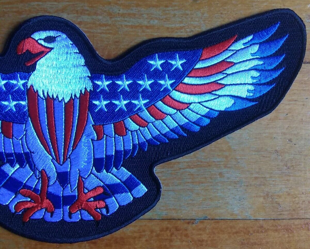 LARGE AMERICAN EAGLE USA FLAG BIKER MILITARY JACKET BACK PATCH