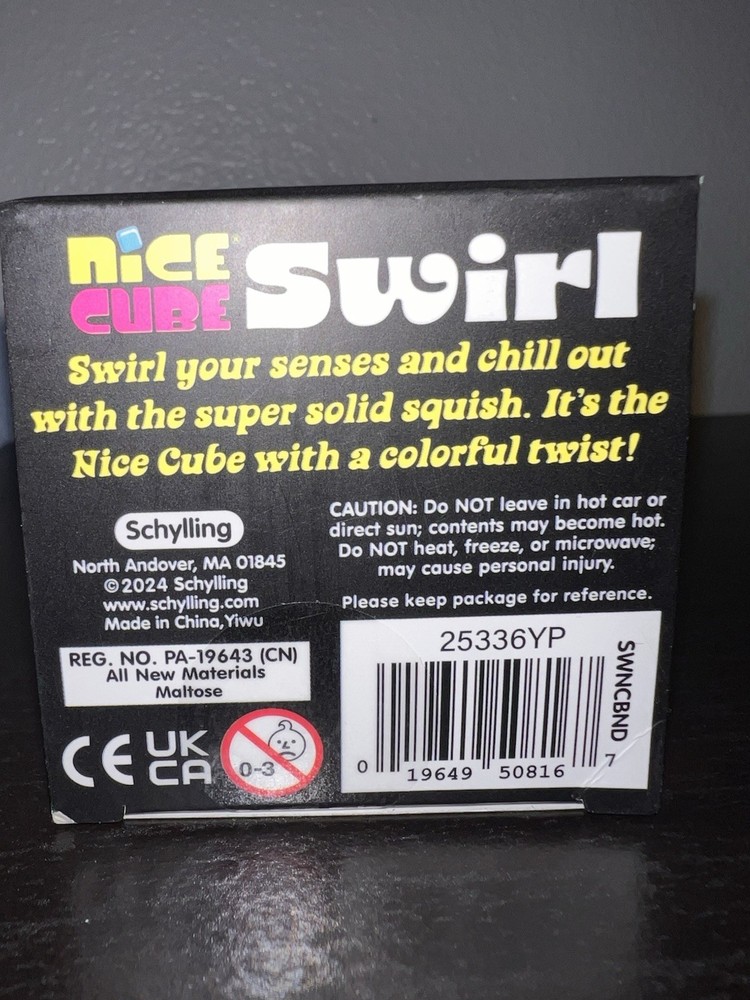 Schylling Nee Doh Nice Cube Swirl Super Solid Squish Multicolor Sensory Toy