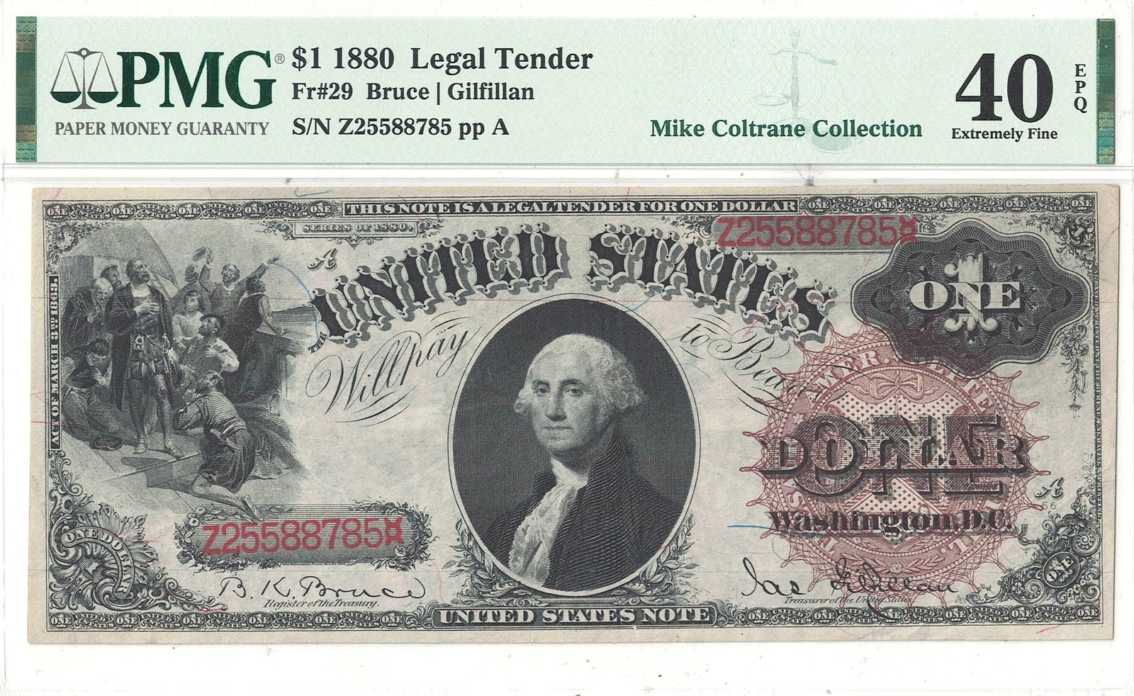 1880 $1 Legal Tender Note Fr-29 PMG XF-40 EPQ