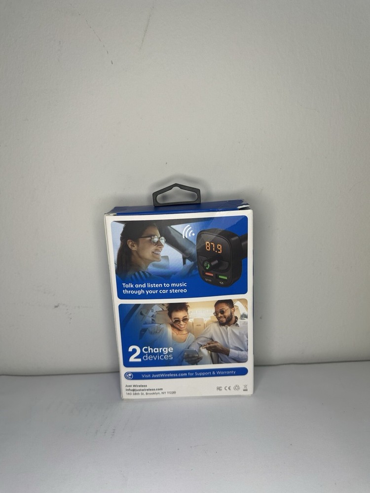 Just Wireless Black USB Car Charger Bluetooth Hands-Free FM Transmitter - USED