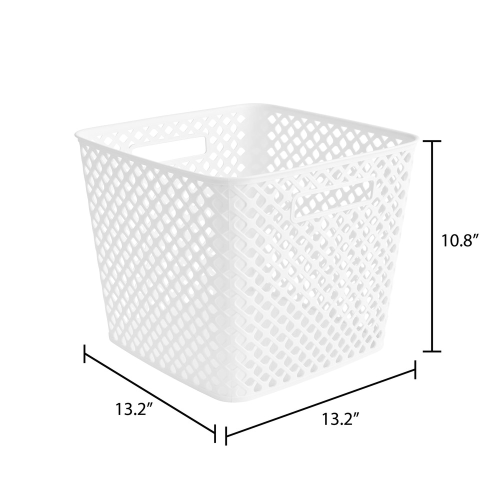 White 13" Cube Decorative Storage Basket