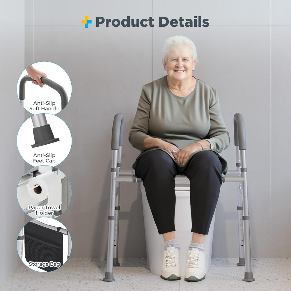 Bedside Commode for Seniors, Bedside Commodes with Adjustable Width and Height,