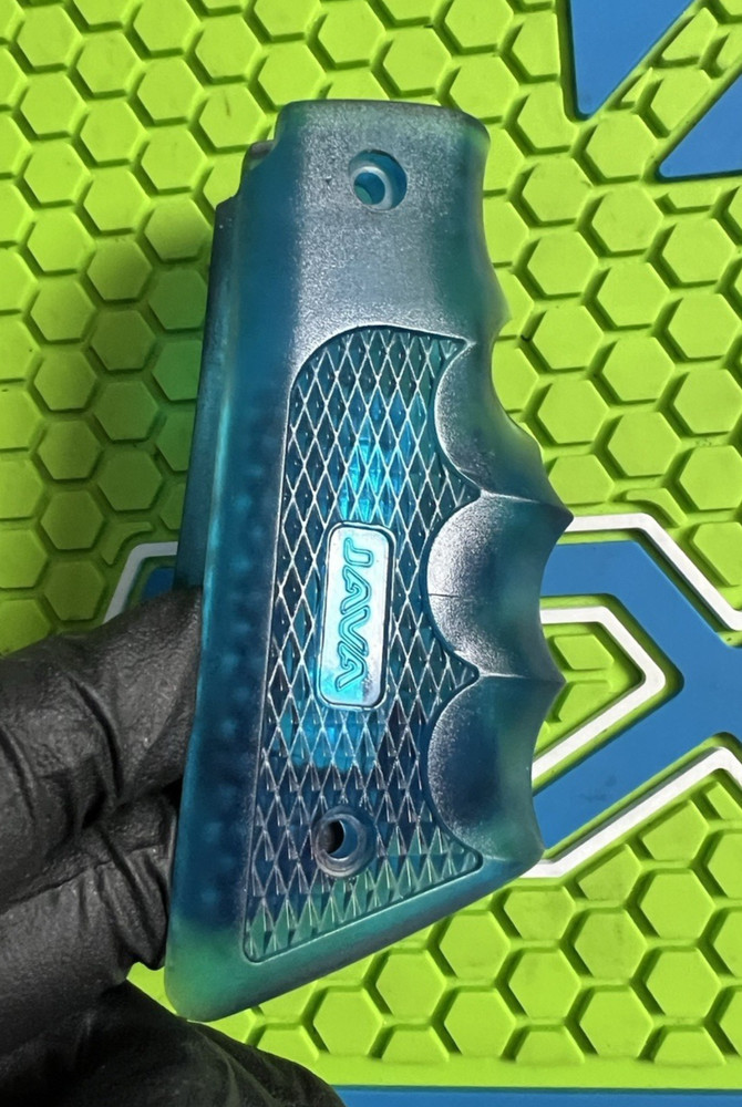 JAVA SPYDER KINGMAN PAINTBALL MARKER 45* GRIPS - TRANSPARENT BLUE