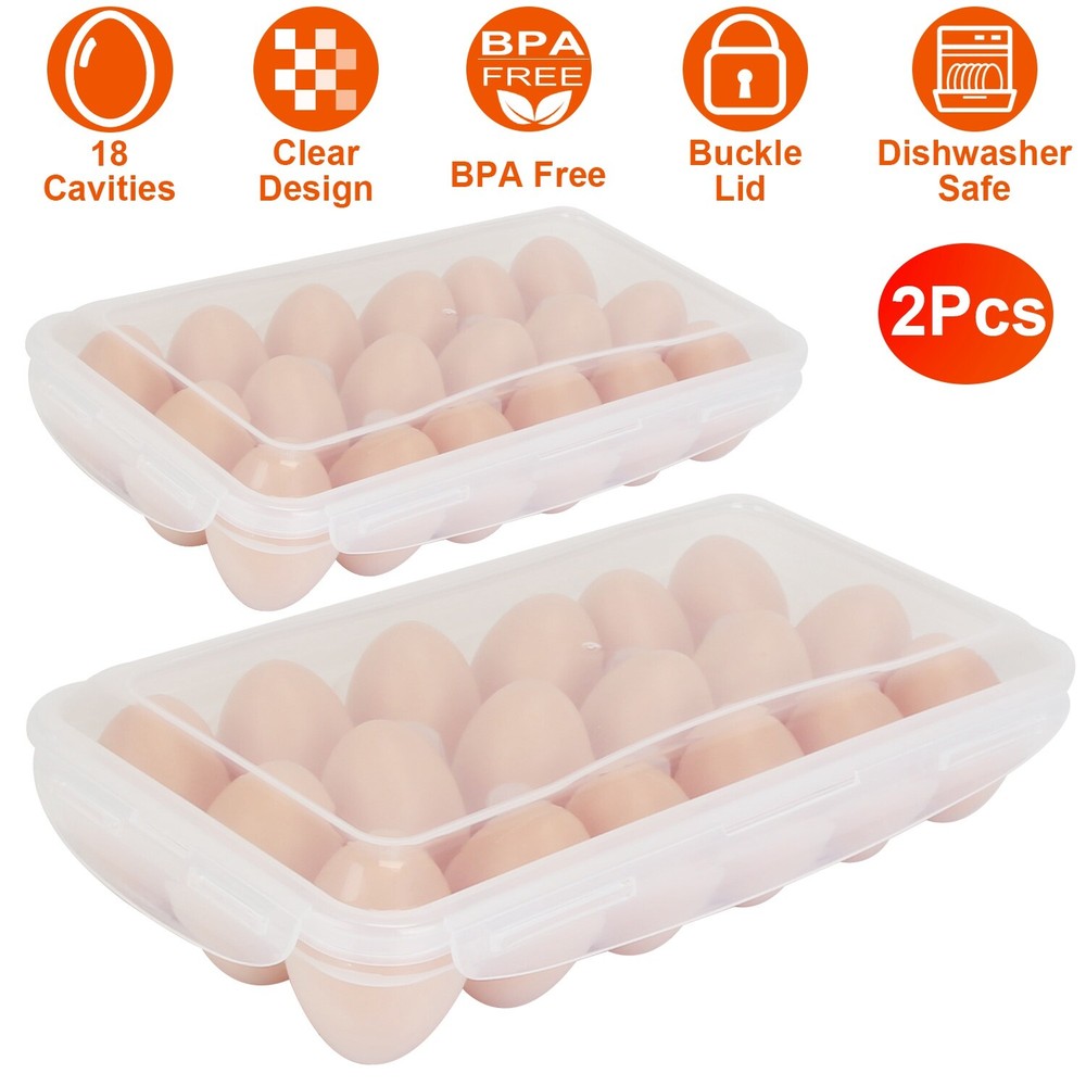 2PCs Egg Cartons Reusable, Plastic Egg Holder Camping Covered Egg Holders