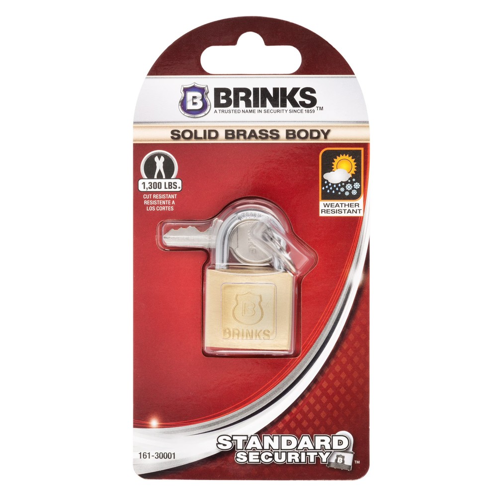 (3 pack) Brinks Solid Brass 30mm Keyed Padlock with 5/8in Shackle