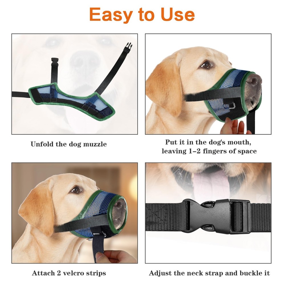 Dog Muzzle, Teal Mesh Soft Muzzle for Medium Dogs, Breathable Mouth S