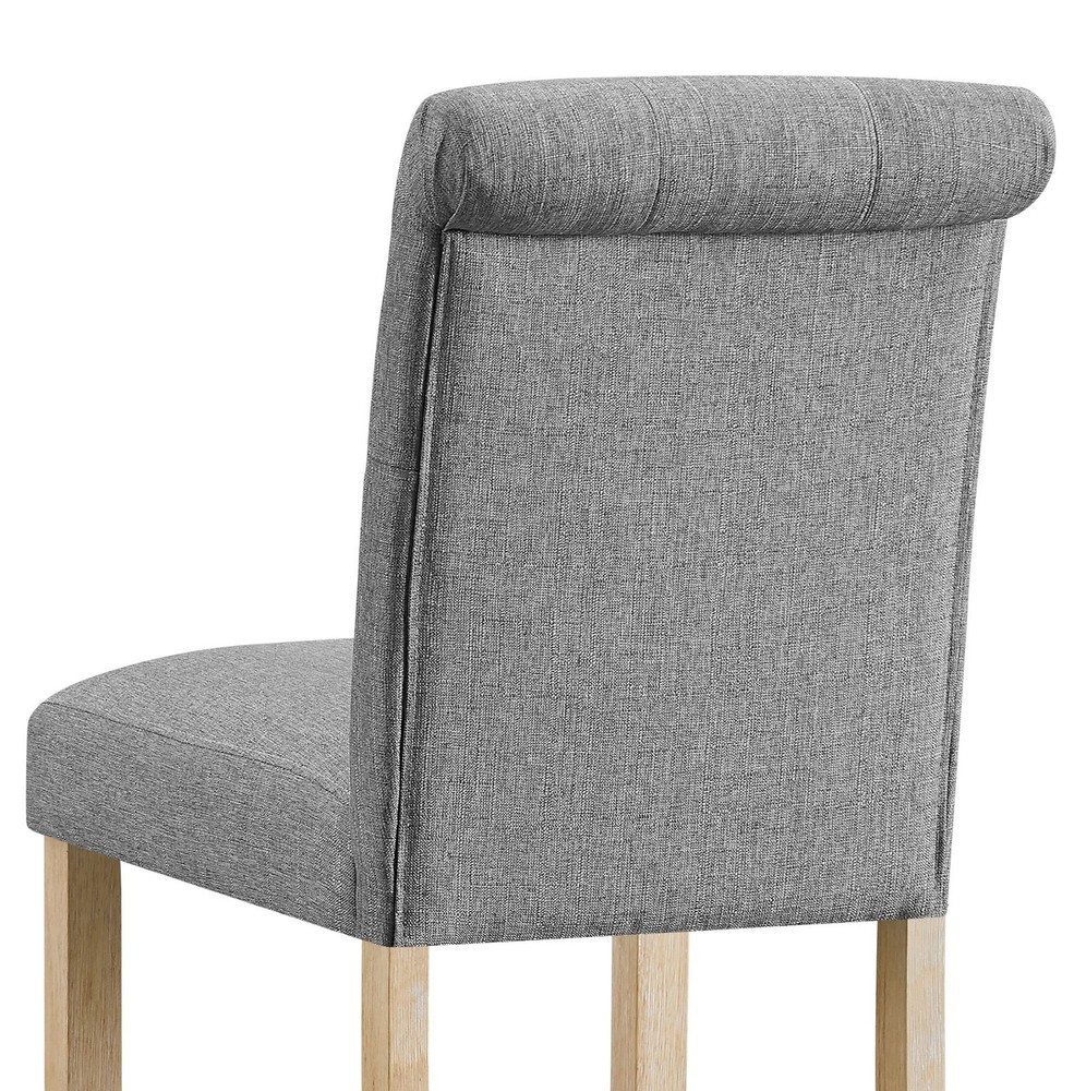 Counter Height Button Tufted Back Solid Wood Stools, Set of 2, Gray