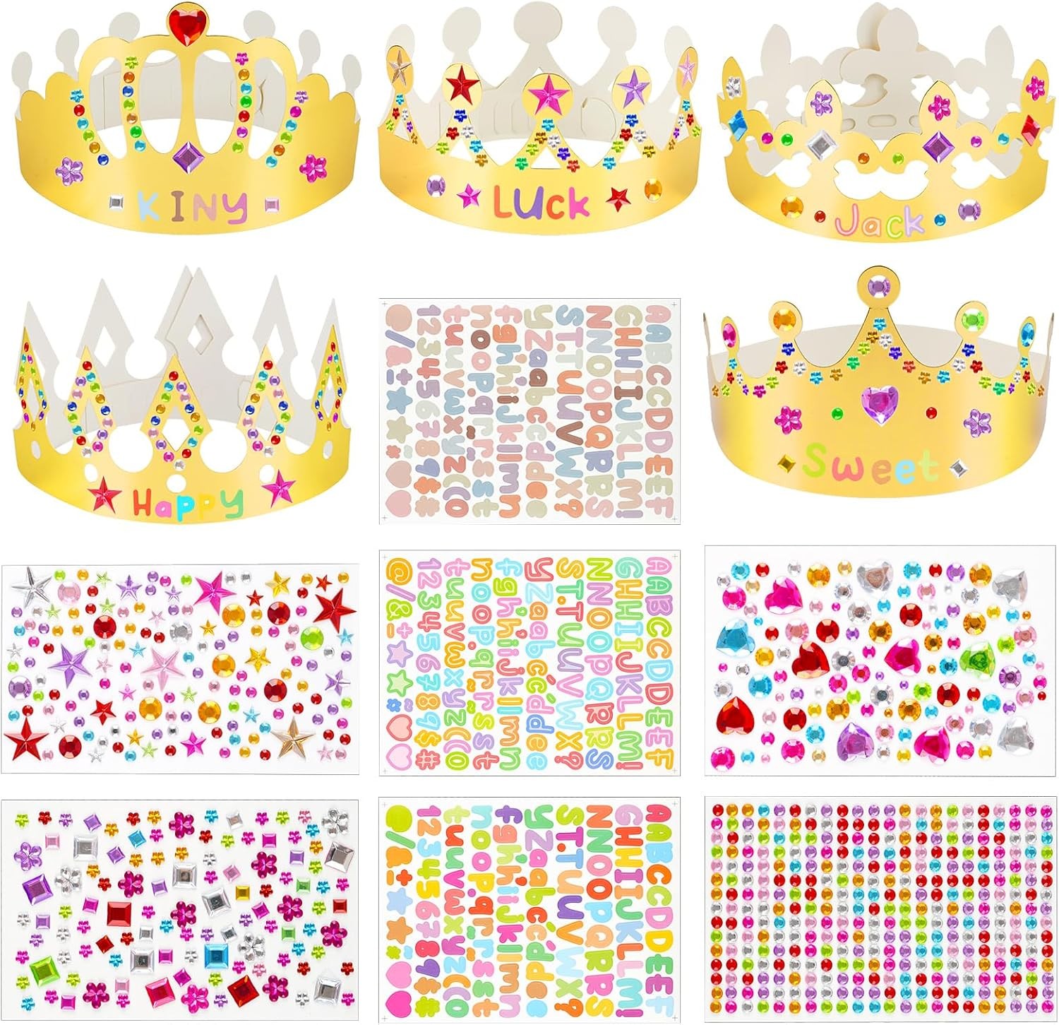 Gold Paper Crowns, 15 Pcs DIY Birthday Party King & Princess Crown...