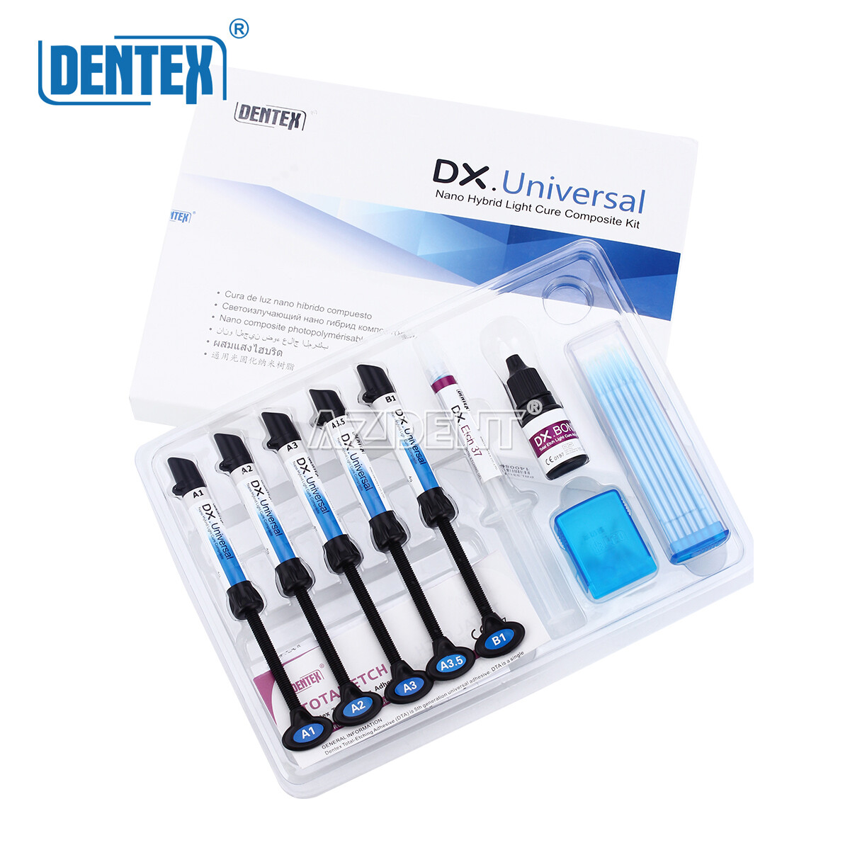 Dentex Dental Light Cure Hybrid Resin Composite Restoration 6 Syring Kit A1-B1