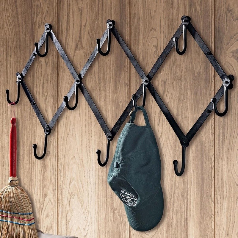 Expandable Wall Mount Coat Rack W/ 10 Durable Hooks Entryway Organization New