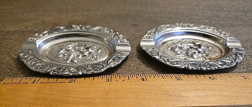 2 Small Vintage Silver Plated Ashtrays See All Pics And Description