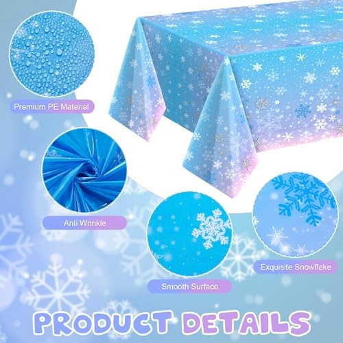 Pcs Winter Snowflake Disposable Tablecloth Decorations, Blue and Purple 3