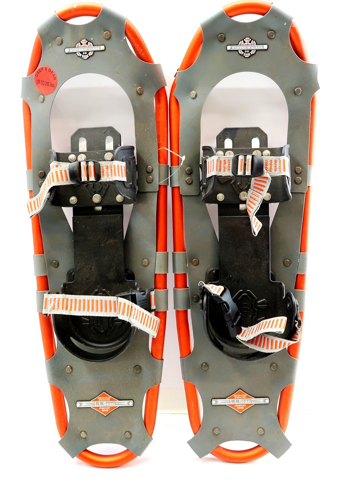 LL BEAN WINTER WALKER 26 Snowshoes Orange and Gray ~ Nice Condition