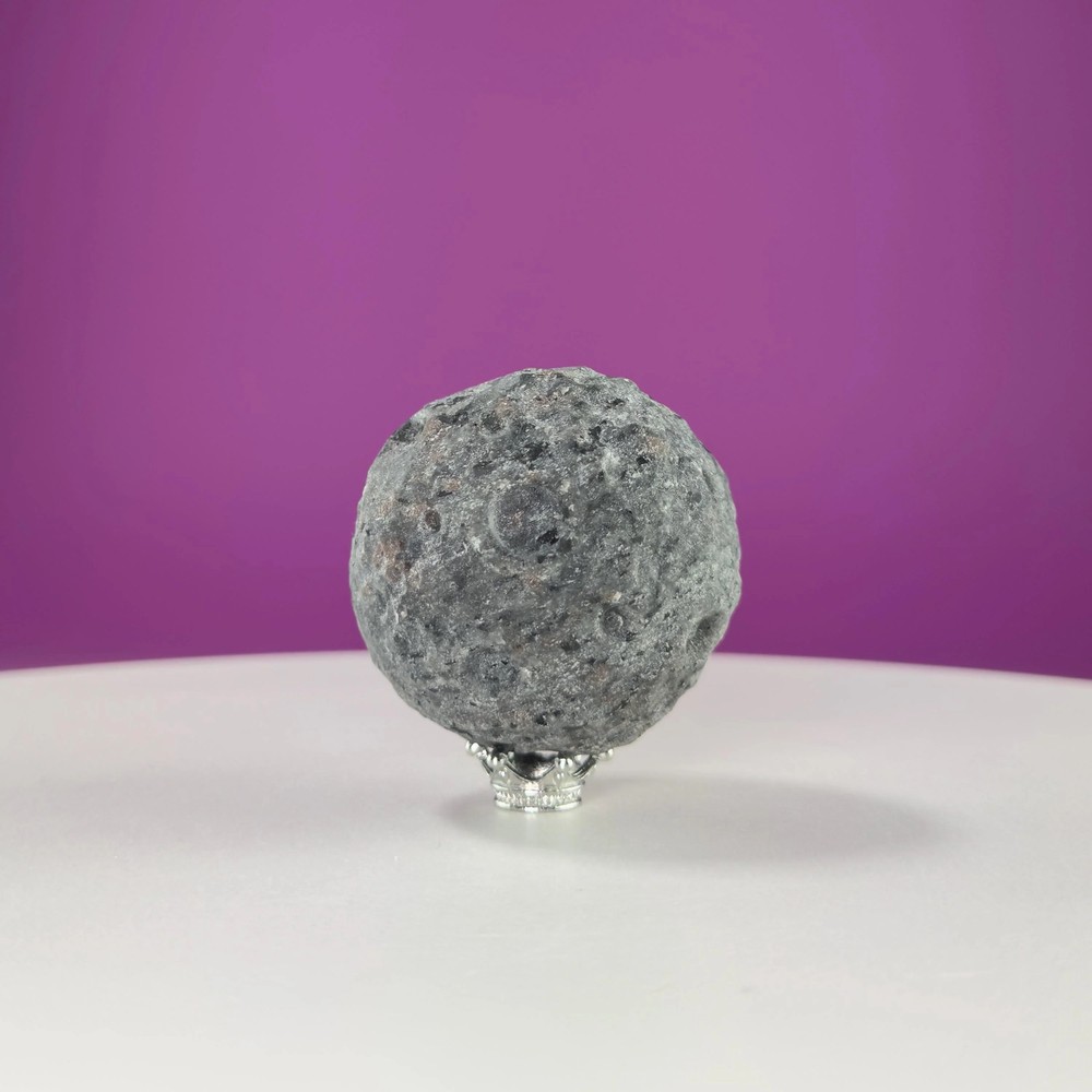 Yooperlite Moon Sphere (Includes Silver Stand), UV Reactive