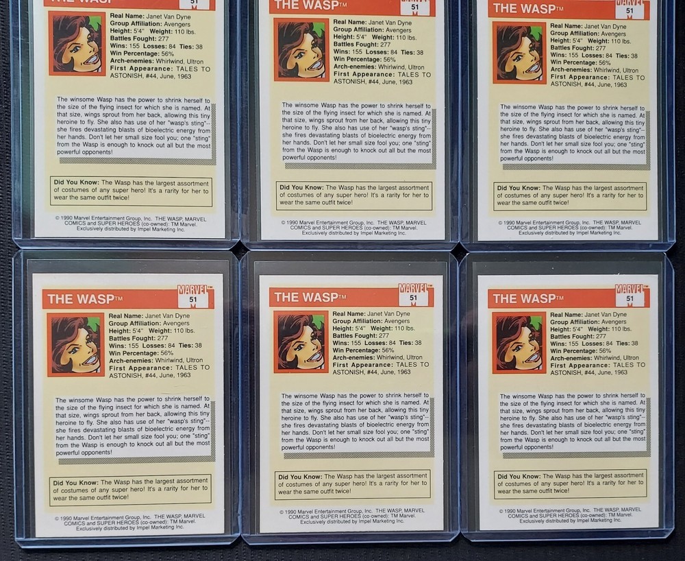 1990 Marvel Impel Wasp Card Lot 💎