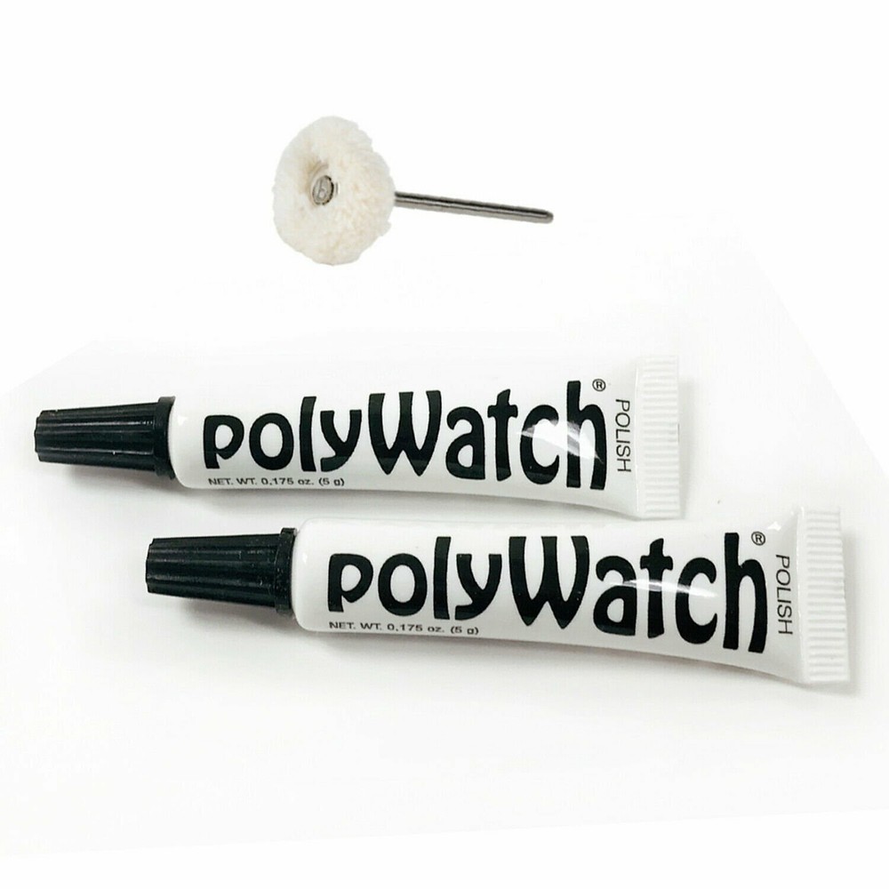 2 Polywatch Watch Crystal Scratch Remover + 1 Mounted String Buff Soft Polishing