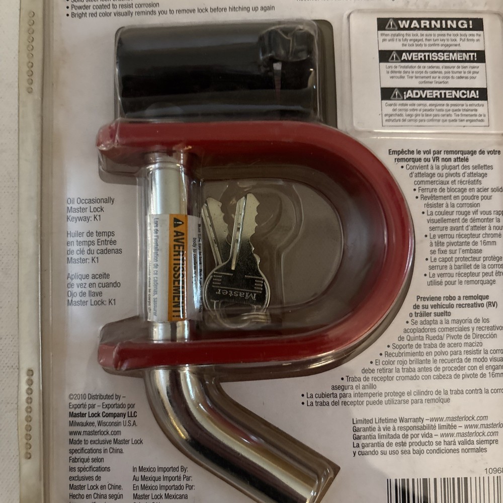Master Lock Fifth Wheel/King Pin Coupler Latch & Receiver Lock -- 2999DAT