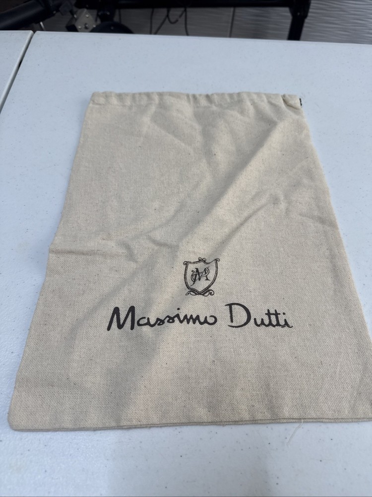 authentic Massimo Dutti ivory Designer Drawstring Dust Bag 14.” x 10” (0941)