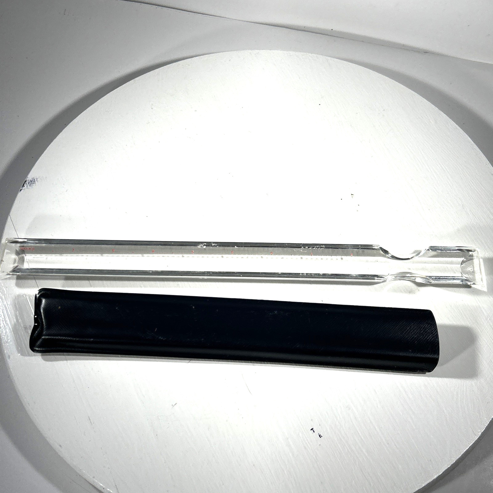 Vintage Bausch & Lomb Acrylic Magnifying Magnifier Measuring Ruler with Case 12”