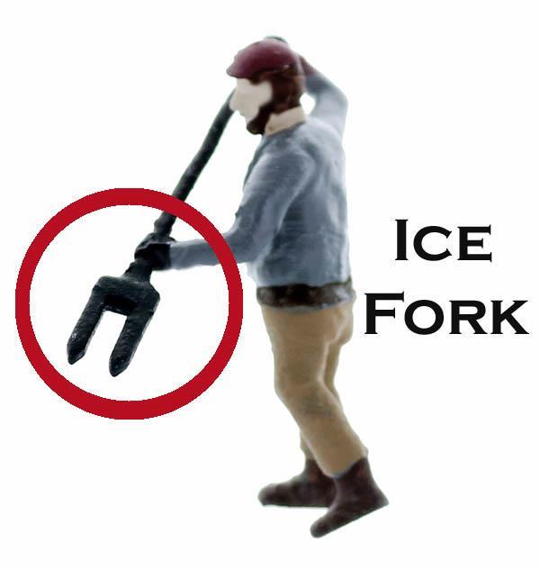 ICE WORKER...ICE FORK Laborer moving ice, Includes Ice Blocks, HO Scale Finished