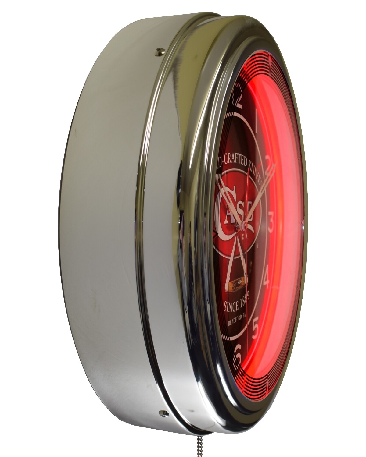 16" CASE Hand-Crafted Knives Since 1889 Neon Clock Man Cave Decor (Red)