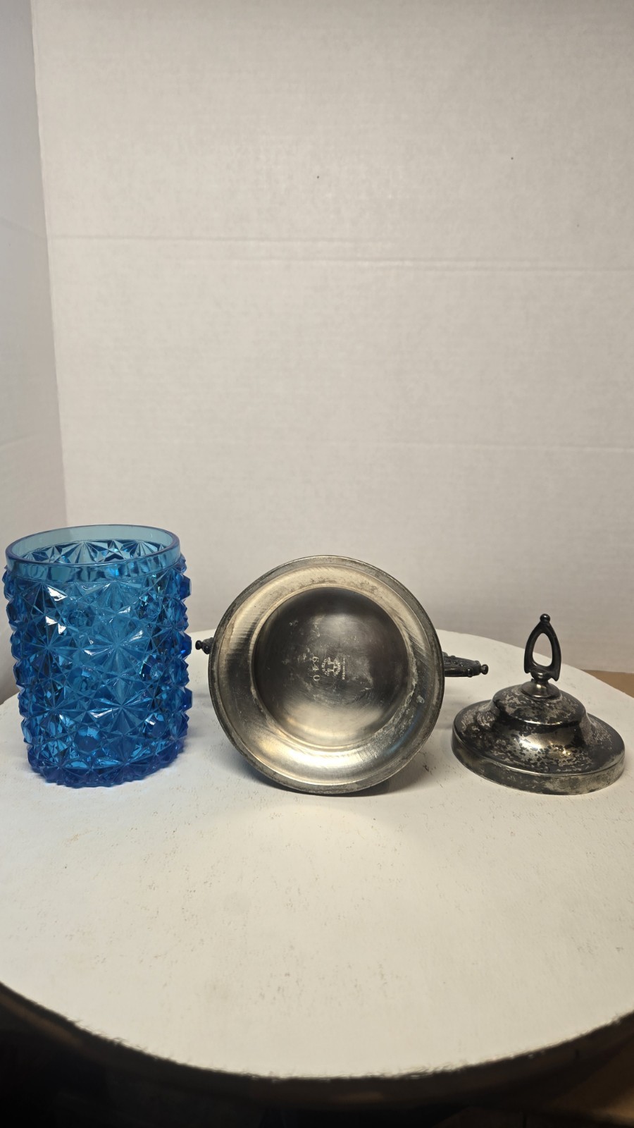 Victorian Blue Daisy Button Pickle Castor