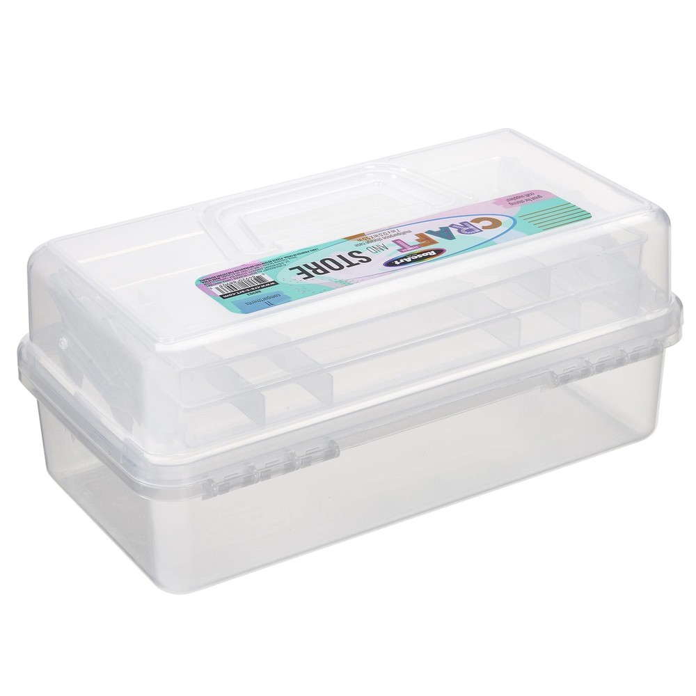 Multi-Layer Plastic Dividing Craft Storage - Portable Handled Art Supply Orga...
