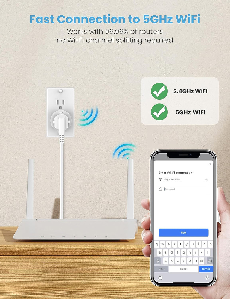 Smart Plug 5Ghz & 2.4Ghz, Smart Outlet Wifi Socket with APP Remote Control, Comp