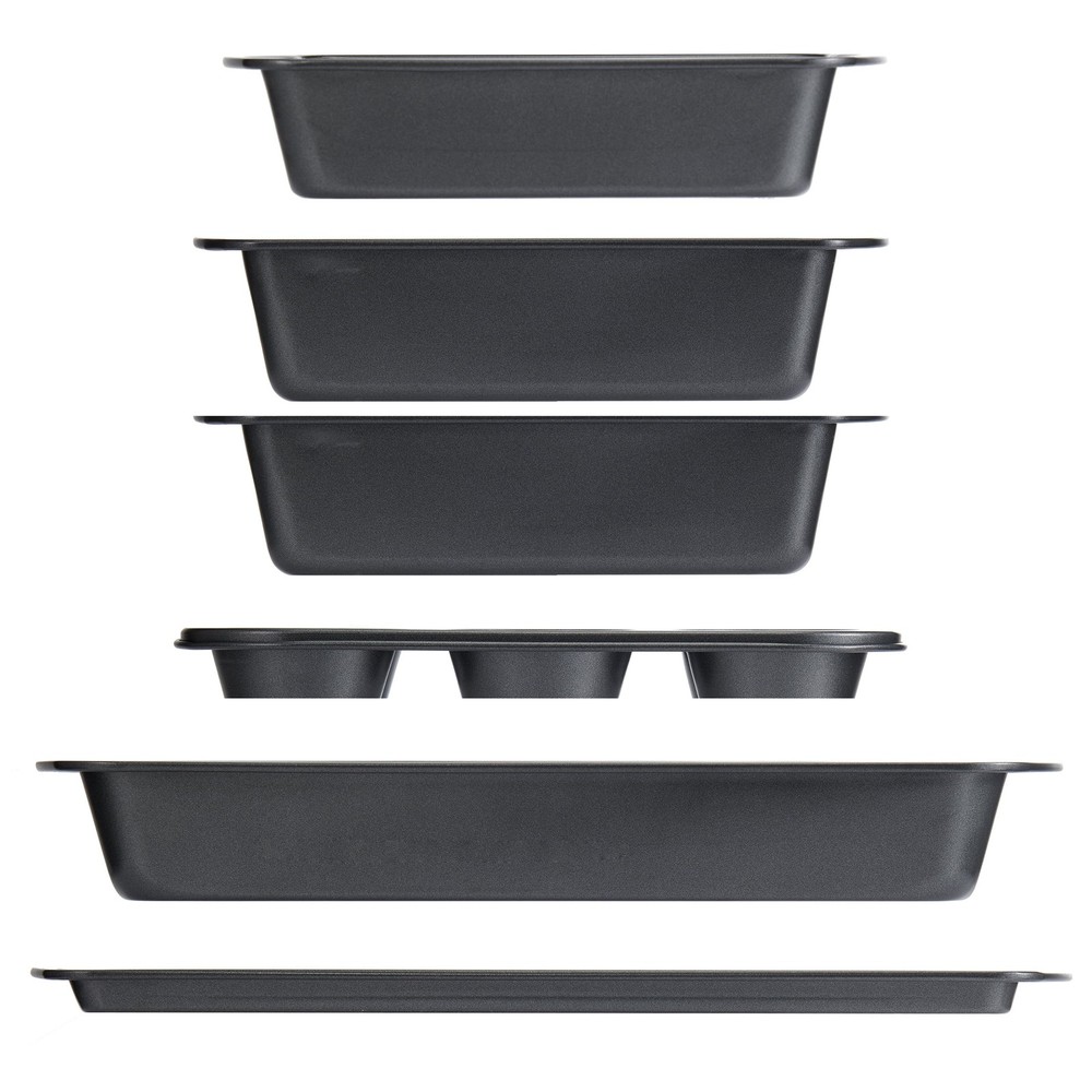 6 Piece Non-Stick Bakeware Sets, Easy for Release and Clean up, Gray