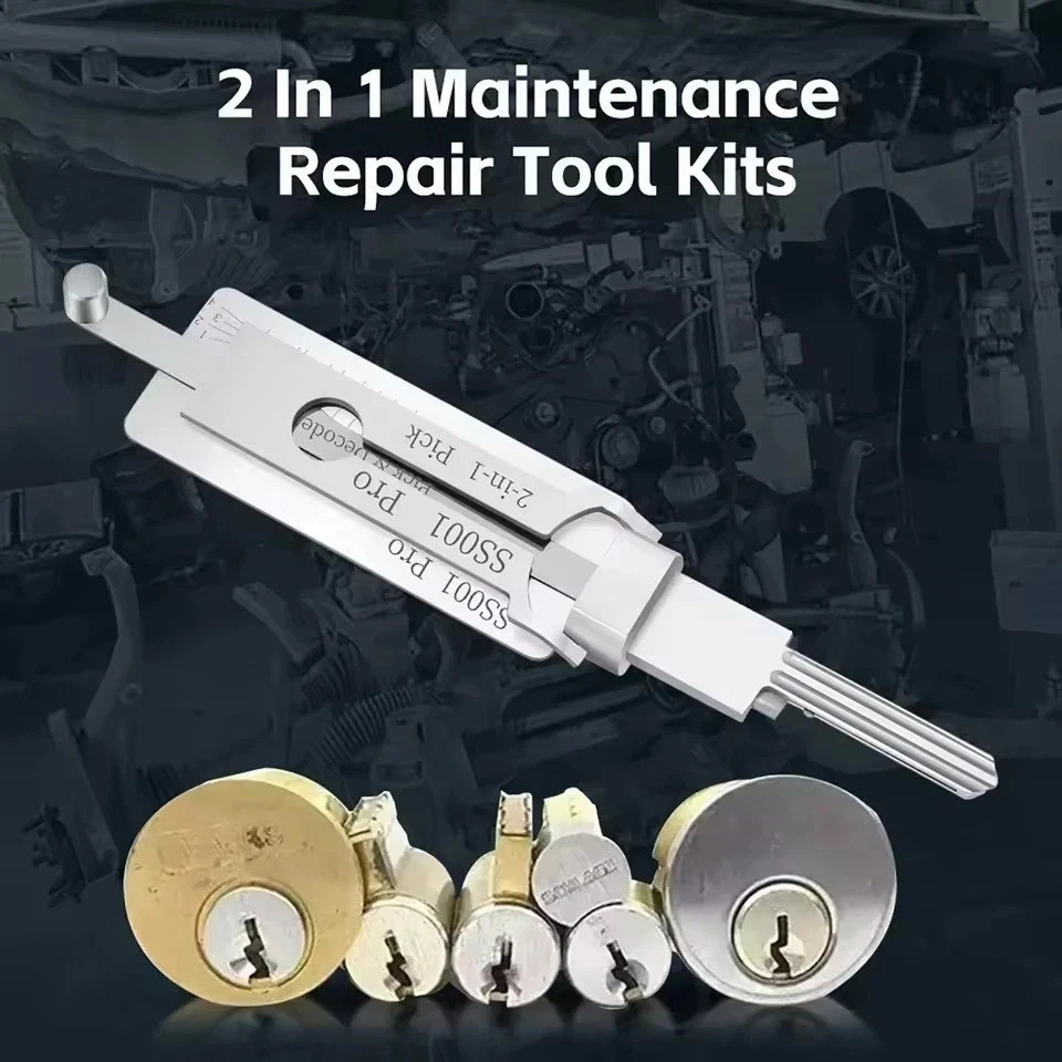 SS001 Key Decoder Stainless Steel Lock Key Precision Hook Pick Set Maintenance