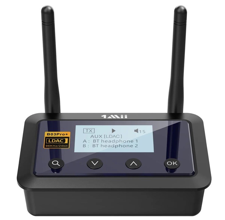 1Mii B03Pro+ Bluetooth 5.3 Transmitter Receiver Certified LDAC for TV Home St...