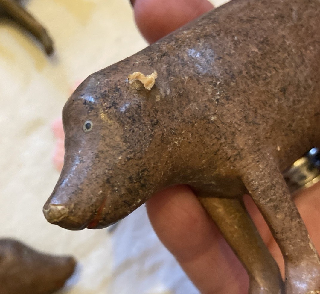 Victorian 19th Century 2 Hand Made Folk Art Pigs. Primitive / Naiave. Folk Art