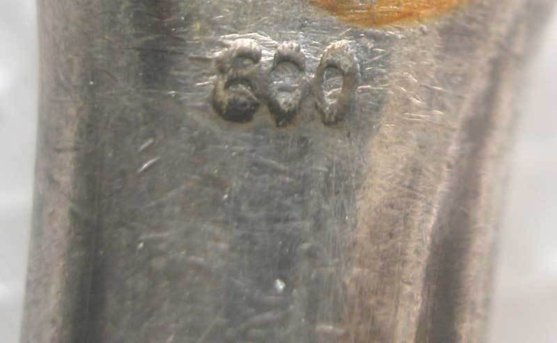 A FINE SET OF 6 SOLID SILVER GERMAN KNIVES