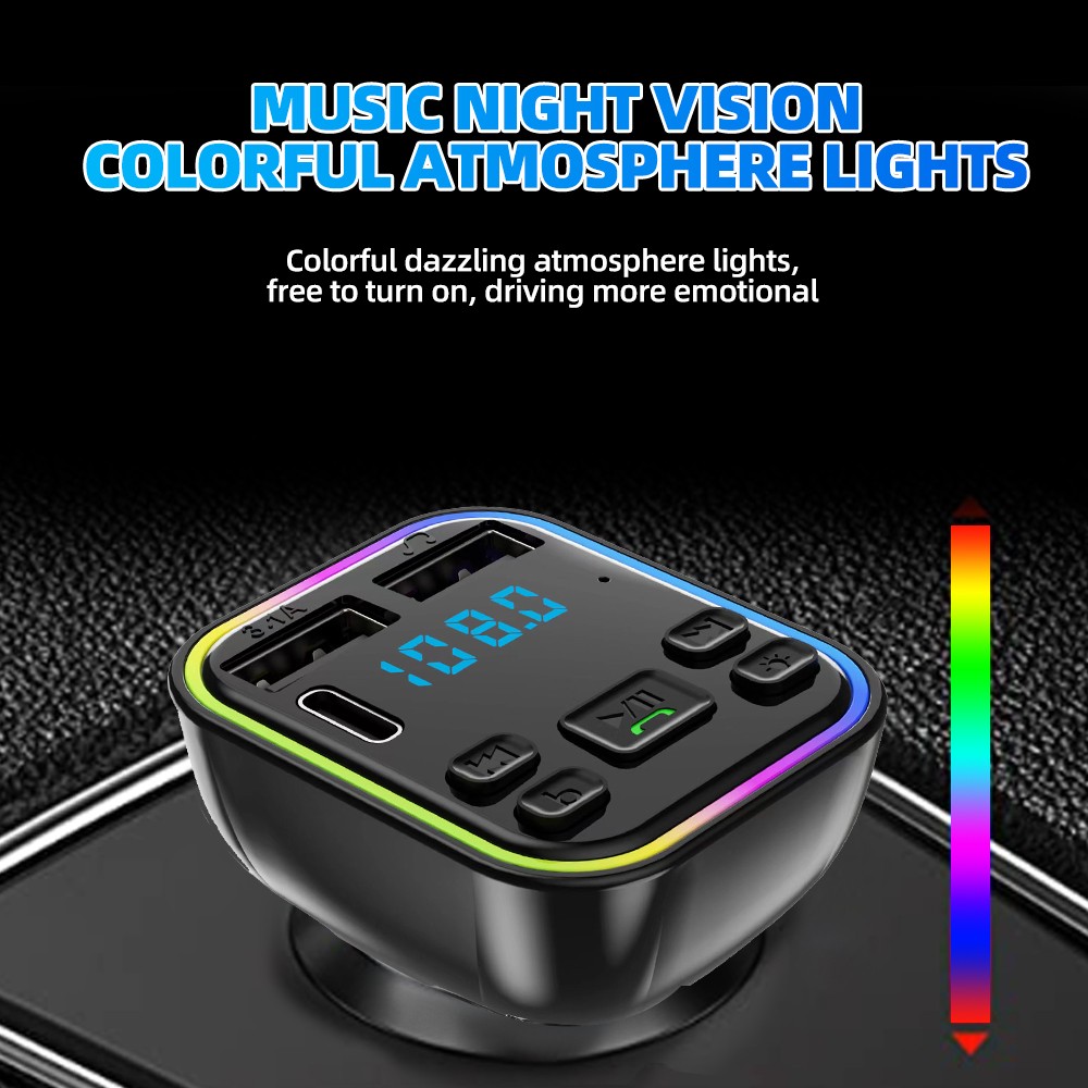 2PCS Car Handsfree FM Transmitter Adapter Wireless Bluetooth Receiver MP3 Player