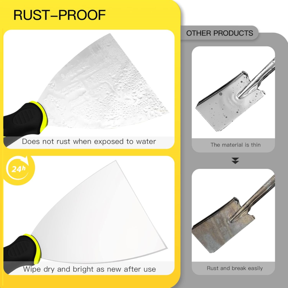 3Pcs Putty Knife 1.5" 3", & 4" Spackle Knife Set Painter Wallpaper Scraper Tools