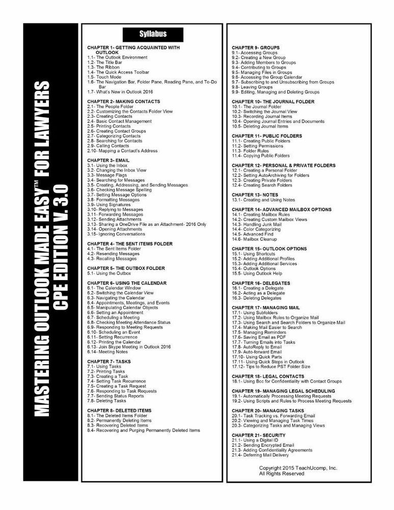 Learn Microsoft OUTLOOK FOR LAWYERS 2016 & 2013 Training Tutorial DVD-ROM Course