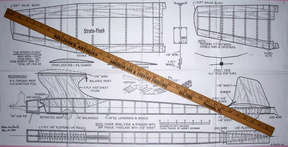 Air Trails STRATO-FLASH PLAN + CONSTRUCTION ARTICLE 36" 1/2A FF Model Airplane